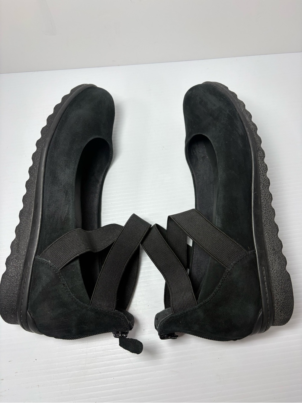 Rockport Black Suede Elastic Cross-Strap Slip-Ons